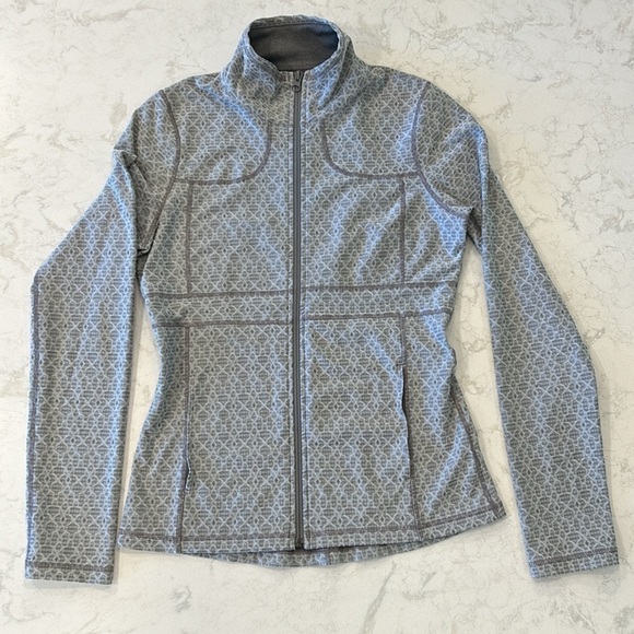 Prana Reeve Jacket Womens Small Silver Jacquard Stretch Yoga Hiking Running - Picture 3 of 17